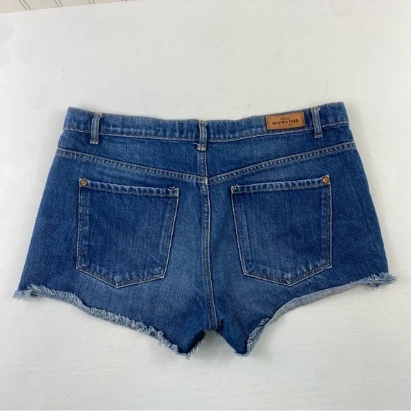 MNG Mango Dark Blue Jean Shorts Cut Offs Sz‎ 8 - Picture 4 of 11